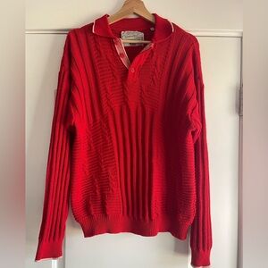 Rare Vintage 80s/90s Levi’s Guaranteed Knit Polo Sweater Red - L